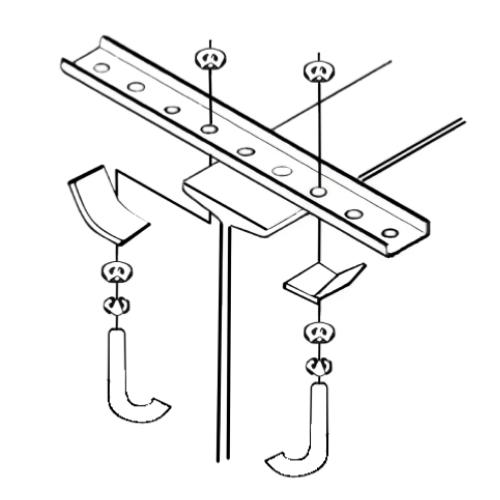 B-100-BR4A-J: Straight Steel Bracket For Capped I Beam - 12 Holes 18" with "]" Bolt Hardware
