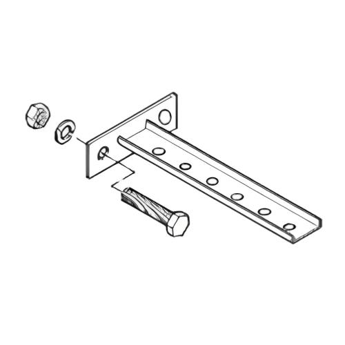 B-100-BRCT3: Steel T Bracket With Mounting Plate - 4 Holes 6.75