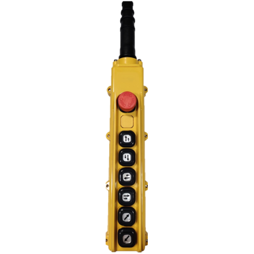 B-84-B2: 8 Button Pendant Station. E-Stop 2 x 1 Speed Elements and 4 x 2 Speed Elements