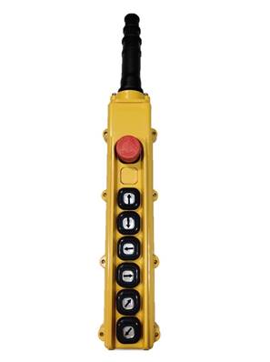 B-84-BR: 8 Button Pendant Station. E-Stop Reset and 6 x 1 Speed Contact Elements
