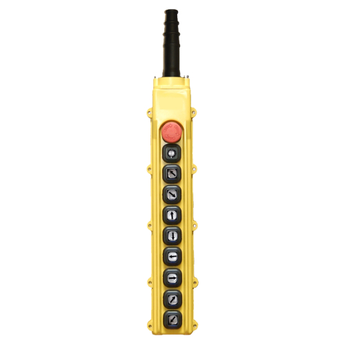 B-85-BF: 10 Button Pendant Station. EMS / Variable Resistor and 8 x 1 Speed Contact Elements
