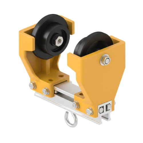 022112-200: 2 Wheel Plastic Trolley With Hook 156mm Max Flange Width