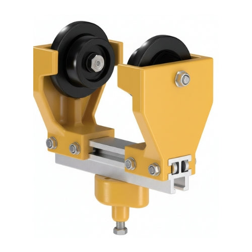022422-160: Acid Resistant 2 Wheel Plastic Trolley With Ball Joint 116mm Max Flange Width