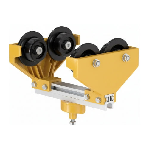 022424-160: Acid Resistant 4 Wheel Plastic Trolley With Ball Joint 116mm Max Flange Width