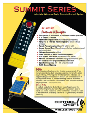 Control Chief Summit Series SK2500 Datasheet
