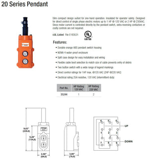 Insul-8 20-Series Pendant Product Specifications