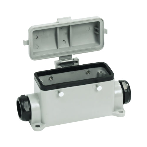 KM16B7C: PG21 Dual Side Entry Surface Mount Base For KM16 Insert With 4 Pegs And  Protective Cover