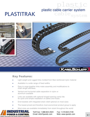 KabelSchlepp Plastitrak Cable Carrier
