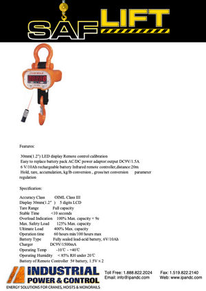 SAF-LIFT OCS Crane Scales Full-Line