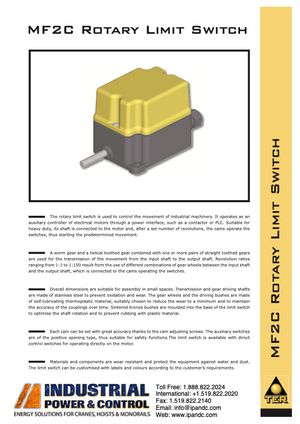 TER MF2C Rotary Limit Switch Datasheet