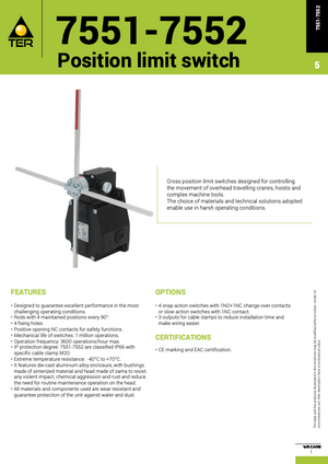 TER Position Limit Switch 7551-7552 Brochure