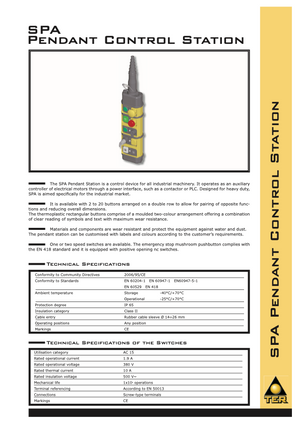 TER SPA Pendant Station Datasheet